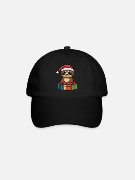 Faultier Weihnachten Geschenke - Baseballkappe - Schwarz/Schwarz