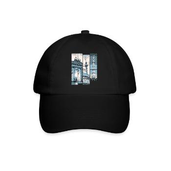 Berlin Skyline Stadt Deutschland Collage Vintage - Baseballkappe - Schwarz/Schwarz - Vorne