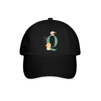 Buchstabe Q Grüne Dschungeltiere - Baseballkappe - Schwarz/Schwarz - Vorne