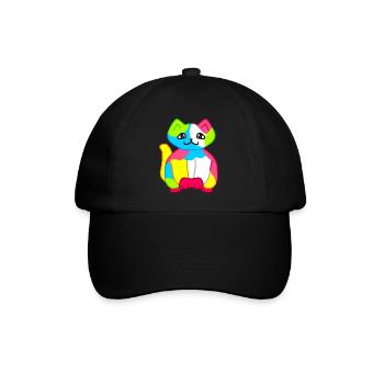 Kritzel Katze - Baseballkappe - Schwarz/Schwarz - Vorne