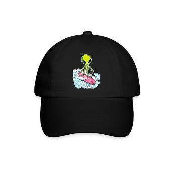 Alien is surfing the Ocean Waves 1 - Baseballkappe - Schwarz/Schwarz - Vorne