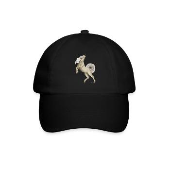 Einhorn mit Schweif und Mähne aus Pusteblume - Baseballkappe - Schwarz/Schwarz - Vorne