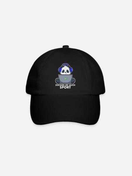 Panda Gamer - Zocken ist auch Sport - Baseballkappe - Schwarz/Schwarz