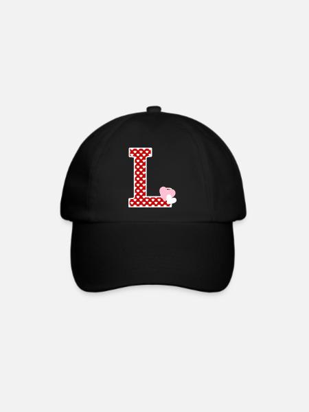 Buchstabe l Herz - Baseballkappe - Schwarz/Schwarz
