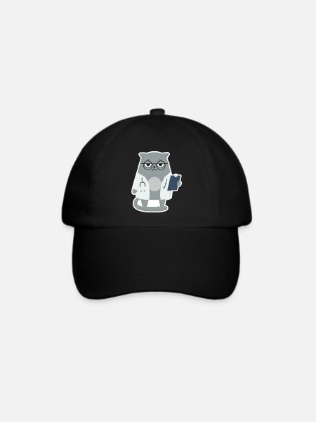 Cat Grumpy Arzt - Katze - Baseballkappe - Schwarz/Schwarz