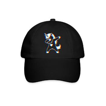 Glitch Dab Einhorn – Trendy Fantasy - Baseballkappe - Schwarz/Schwarz - Vorne