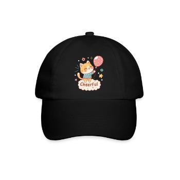 Festliche Ballonkatze - Baseballkappe - Schwarz/Schwarz - Vorne