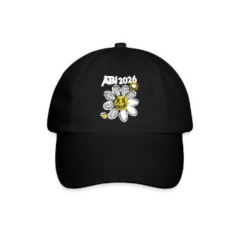 Graffiti Abitur mit gelber Blume Streetwear - Baseballkappe - Schwarz/Schwarz - Vorne