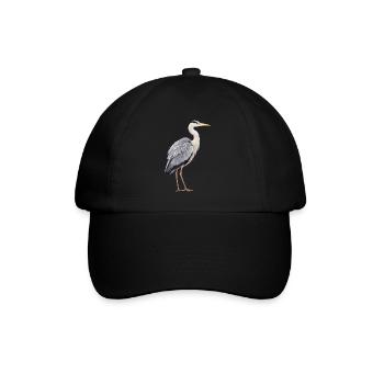 Realistischer Graureiher - Baseballkappe - Schwarz/Schwarz - Vorne