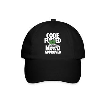 Code Fueled Nerd Approved – Entwickler Humor - Baseballkappe - Schwarz/Schwarz - Vorne