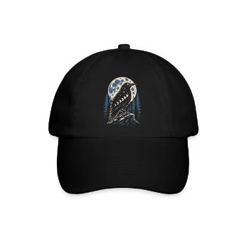 Nordischer Rabe mit Mondphasen Symbol - Baseballkappe - Schwarz/Schwarz - Vorne