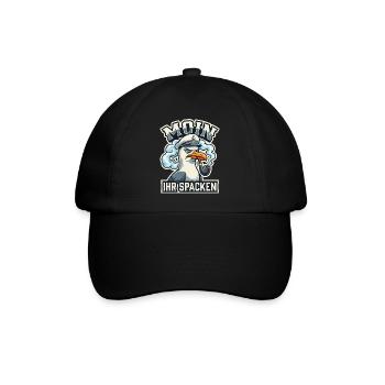 Moin Ihr Spacken - Lustige Möwe Kapitän - Baseballkappe - Schwarz/Schwarz - Vorne