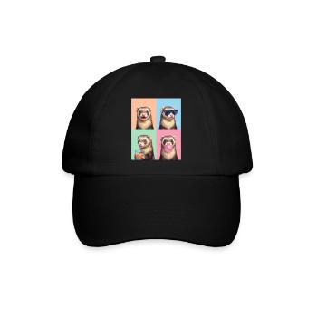 Ferret Frettchen - Baseballkappe - Schwarz/Schwarz - Vorne