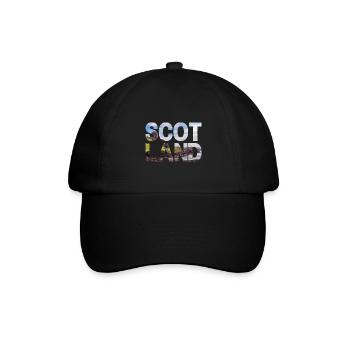 Schottland Tartan Schriftzug Dudelsack Highlands - Baseballkappe - Schwarz/Schwarz - Vorne