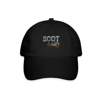 Schottland Tartan Schriftzug Dudelsack Highlands - Baseballkappe - Schwarz/Schwarz - Vorne