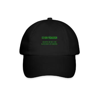 Ich bin Pädagogin - ich rette die Welt - Baseballkappe - Schwarz/Schwarz - Vorne