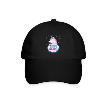 Kaufen Sie ein Gehirn-sarkastisches magisches Einhorn - Baseballkappe - Schwarz/Schwarz - Vorne