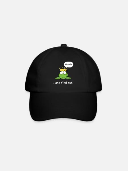 Kiss me and find out, Froschkönig, Süsser Frosch - Baseballkappe - Schwarz/Schwarz