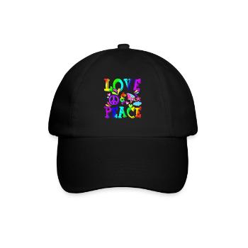 Hippie Love Peace Flower Power Friedensbewegung - Baseballkappe - Schwarz/Schwarz - Vorne