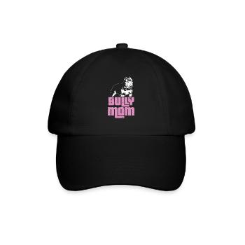 Bully Mom | Frauchen American Bully Geschenkidee - Baseballkappe - Schwarz/Schwarz - Vorne