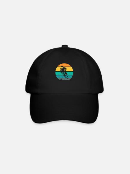 Eishockey Eishockeyspieler Geschenkidee Retro - Baseballkappe - Schwarz/Schwarz