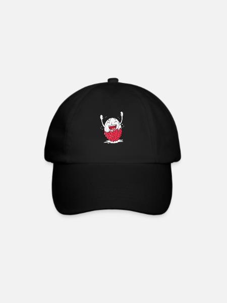 Litschi Lychee - Baseballkappe - Schwarz/Schwarz