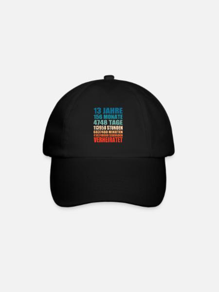 13 Jahre Verheiratet Hochzeit Spruch Geschenk - Baseballkappe - Schwarz/Schwarz