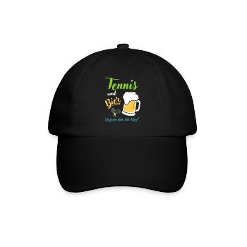 Tennis und Bier Tennistrainer Spruch Geschenk - Baseballkappe - Schwarz/Schwarz - Vorne