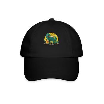 Funny Hamster Above T-Rex Halloween - Baseballkappe - Schwarz/Schwarz - Vorne