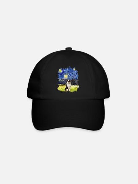 Sternennacht - Australischer Schäferhund - Baseballkappe - Schwarz/Schwarz