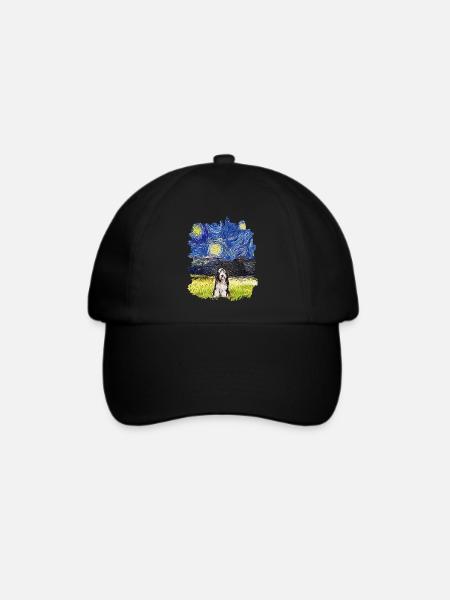 Sternennacht - Bärtiger Collie - Baseballkappe - Schwarz/Schwarz