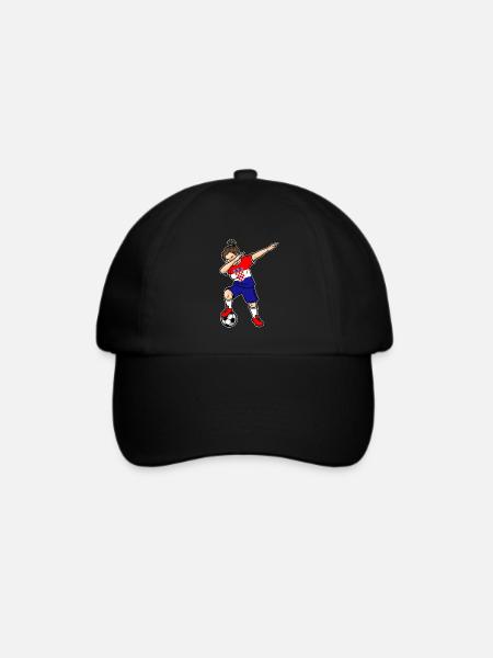 Dabbing Fußballspieler Mädchen Kroatien Fußball - Baseballkappe - Schwarz/Schwarz