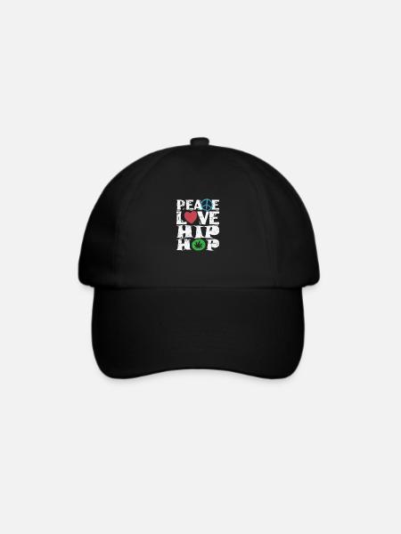 Peace Love Hip Hop Musikrichtung Rap - Baseballkappe - Schwarz/Schwarz