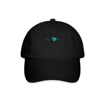Herzschlaglinie Peafowl Vogel Gefieder - Baseballkappe - Schwarz/Schwarz - Vorne