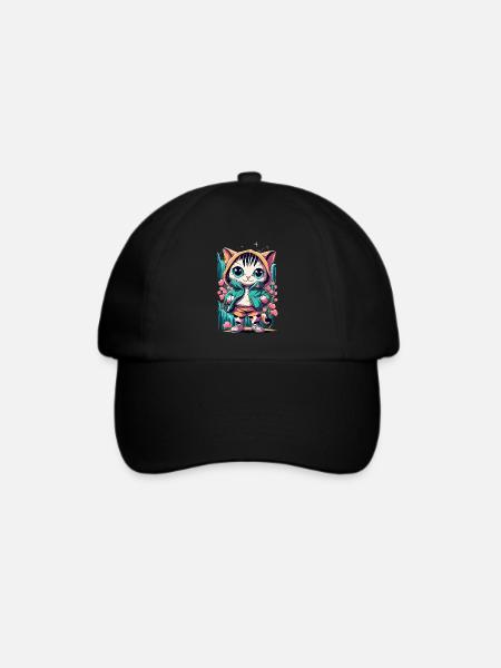süßes Kawaii Kätzchen Japan - Baseballkappe - Schwarz/Schwarz