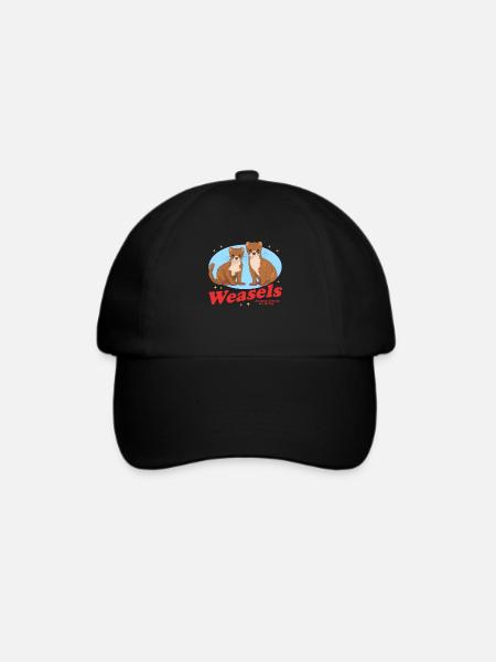 Wiesel Hermännchen Mauswiesel Geschenk - Baseballkappe - Schwarz/Schwarz