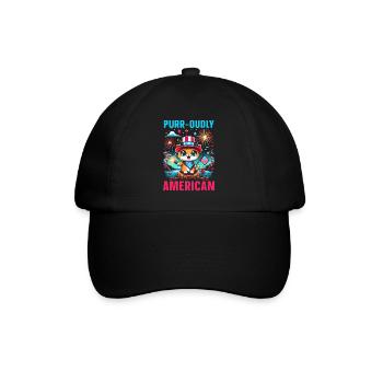4. Juli-katze Patriotisch, 4. Juli, Usa-flagge. - Baseballkappe - Schwarz/Schwarz - Vorne