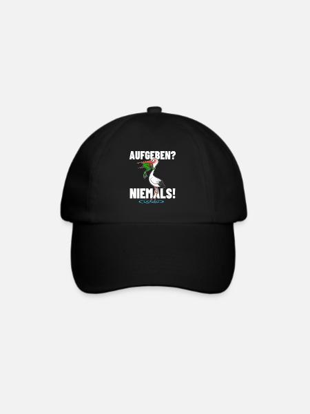 Frosch und Storch - Aufgeben? Niemals! - Baseballkappe - Schwarz/Schwarz