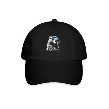 Cooles Capybara - Zeichnung Silhouette - Baseballkappe - Schwarz/Schwarz - Vorne