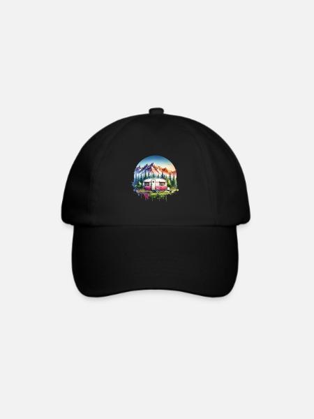 Camping Camper Wohnwagen - Baseballkappe - Schwarz/Schwarz