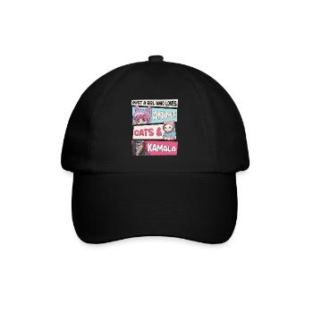 Katzendamen für Kamala - Anime, Katzen und Kamala 24 - Baseballkappe - Schwarz/Schwarz - Vorne