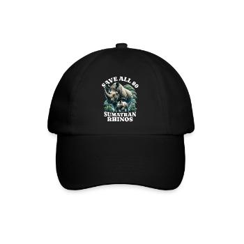 Save Rhino Nashorn - Baseballkappe - Schwarz/Schwarz - Vorne