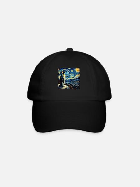 Pinguin Starry Night - Baseballkappe - Schwarz/Schwarz