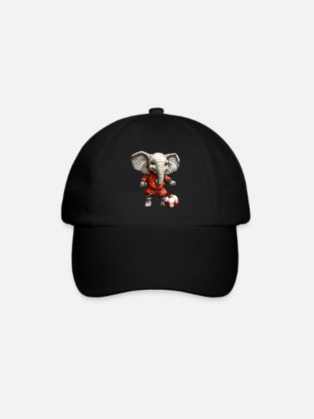 Fussball Elefant - Baseballkappe - Schwarz/Schwarz