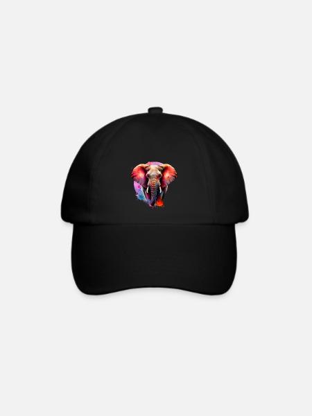 Elefant - Baseballkappe - Schwarz/Schwarz