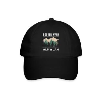 Besser Wald als WLan Natur Camping Wandern Witz - Baseballkappe - Schwarz/Schwarz - Vorne