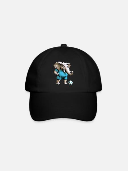 Fussballer Elefant - Baseballkappe - Schwarz/Schwarz