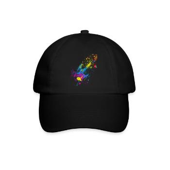 Bunte Gitarre Musiker Geschenkidee für Gitarristen - Baseballkappe - Schwarz/Schwarz - Vorne