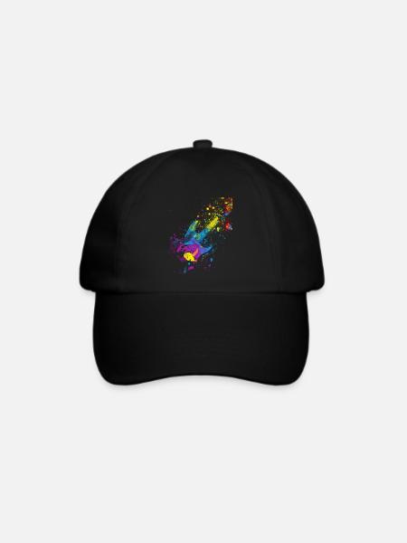 Bunte Gitarre Musiker Geschenkidee für Gitarristen - Baseballkappe - Schwarz/Schwarz