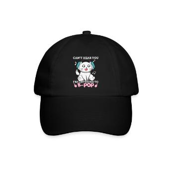 Kpop Kawaii Katze I'm Listening To K-pop Music Ges - Baseballkappe - Schwarz/Schwarz - Vorne